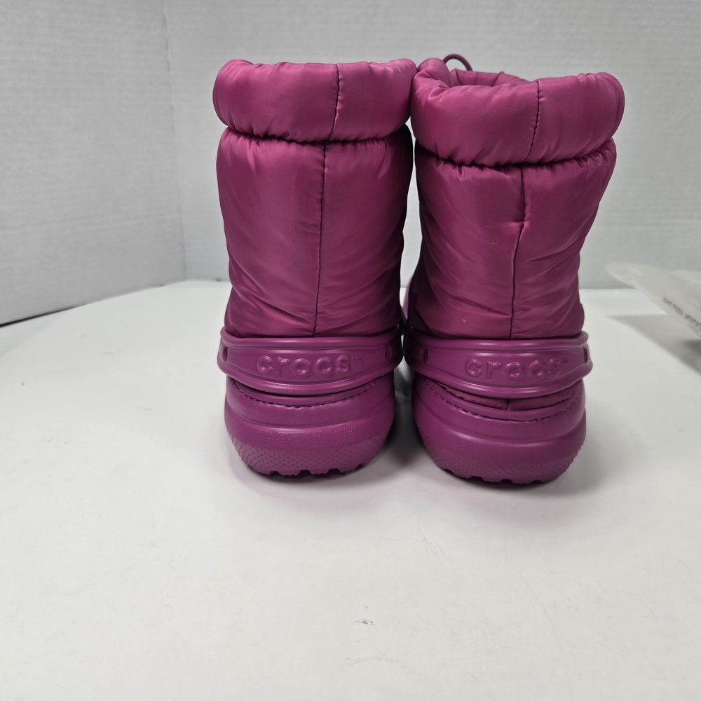 Crocs Classic Lined Neo Puff Fuschia Fun Pink Kids Snow Boots Size J6 (Big Girl) - Picture 5 of 11